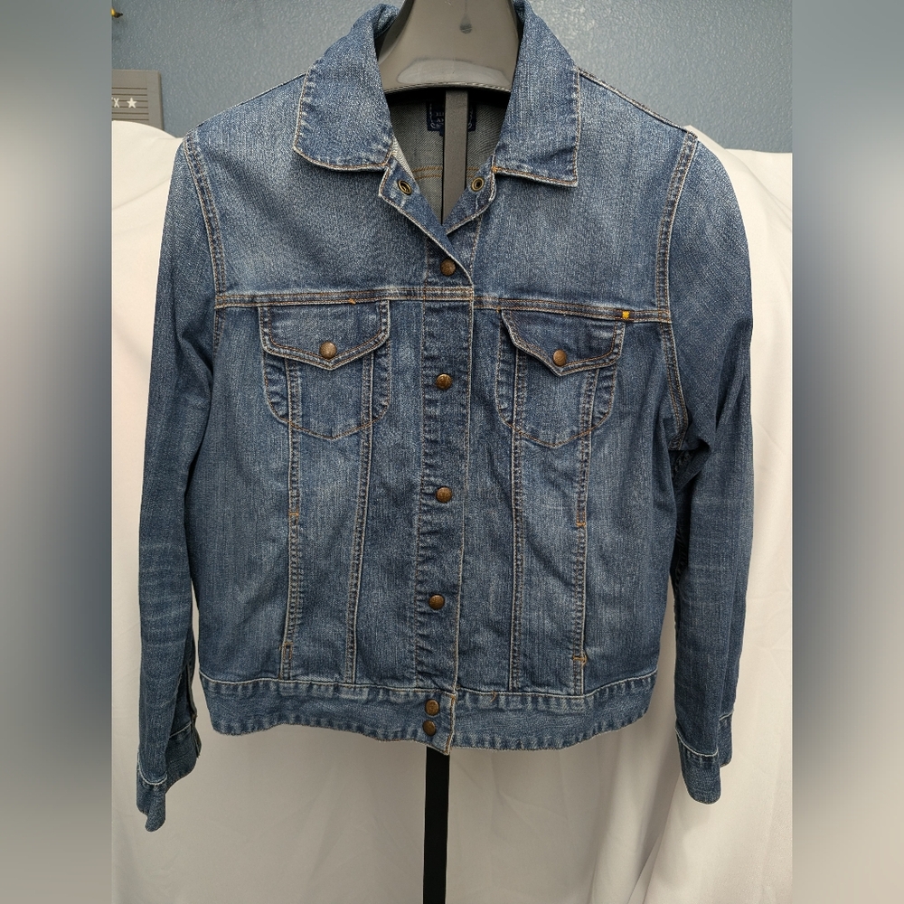 Lucky Brand Medium Wash Denim Jacket Snap On Buttons Size 2x